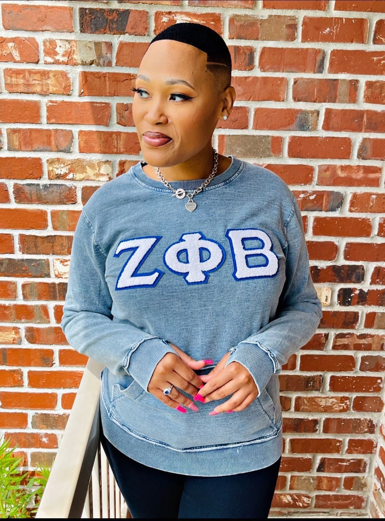 Zeta Denim Chenille Crewneck (Unisex Size)