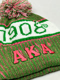 AKA Green Beanie Hat with Pom