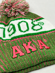 AKA Green Beanie Hat with Pom