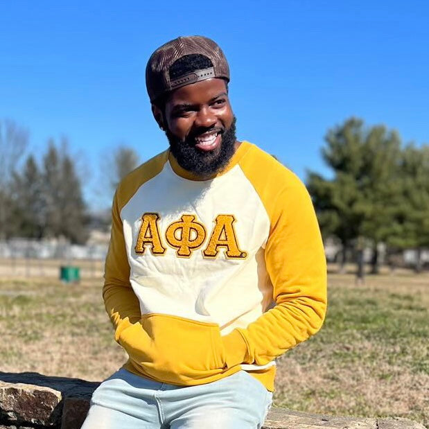 Alpha Neutral/Gold Chenille Pocket Crewneck