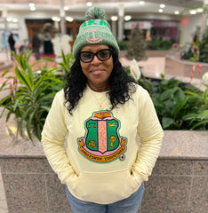AKA Crest Neutral Pocket Chenille Crewneck