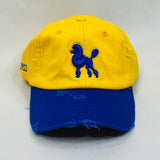 “Poodle” SGRho Yellow Gold & Royal Blue Hat