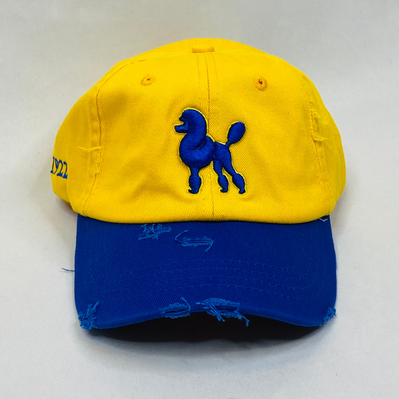 “Poodle” SGRho Yellow Gold & Royal Blue Hat