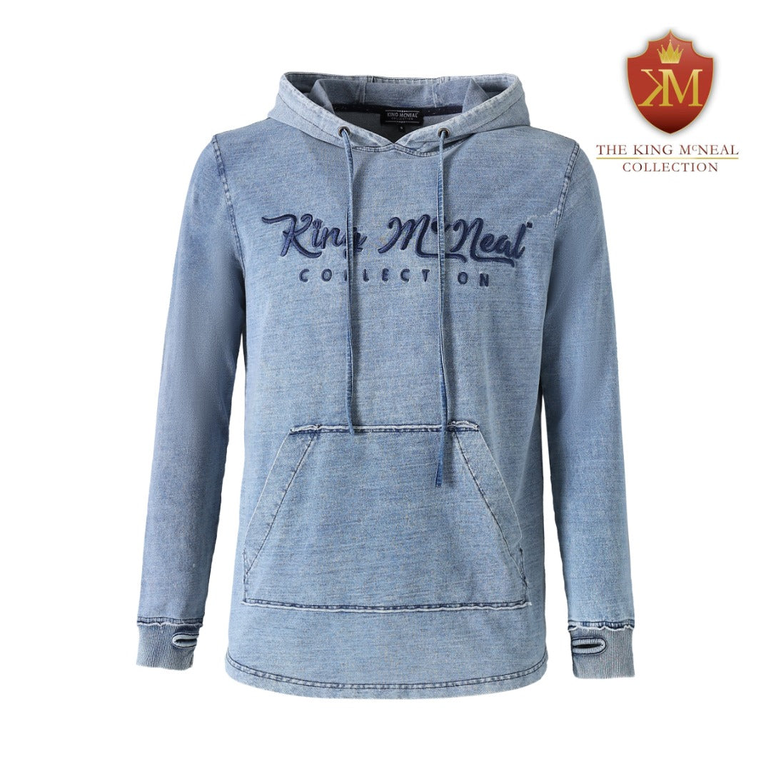 King McNeal Elongated Denim Hoodie