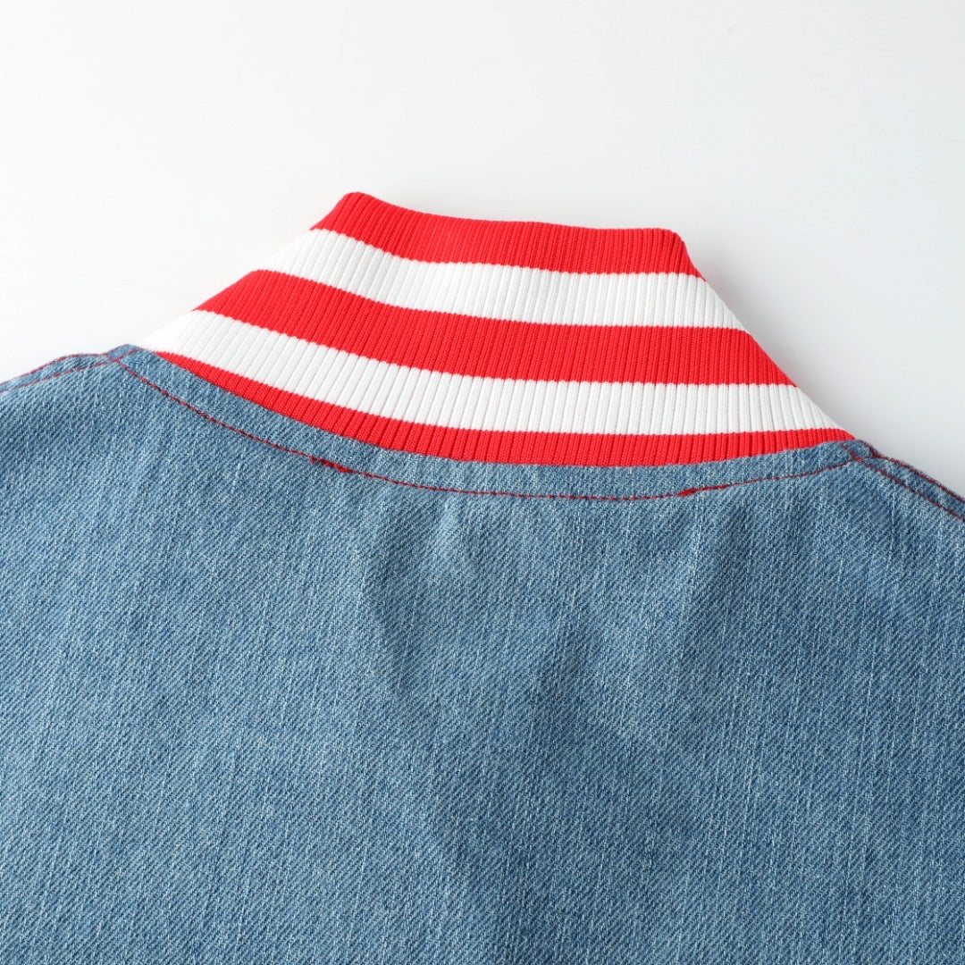 Delta Denim Bomber Jacket Read Description