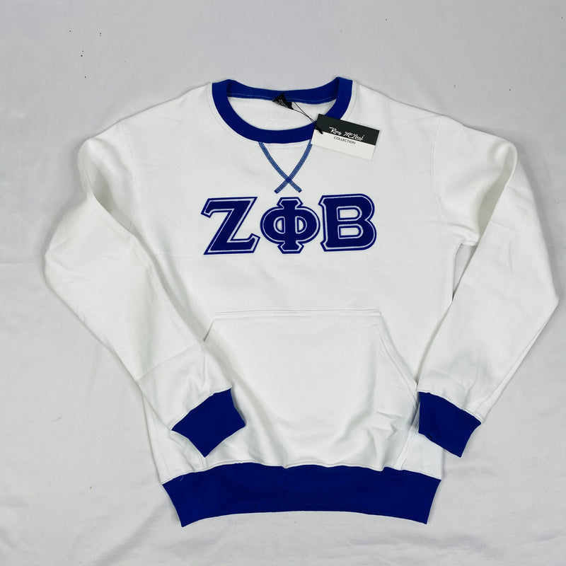 Zeta Phi Beta White Chenille Crewneck