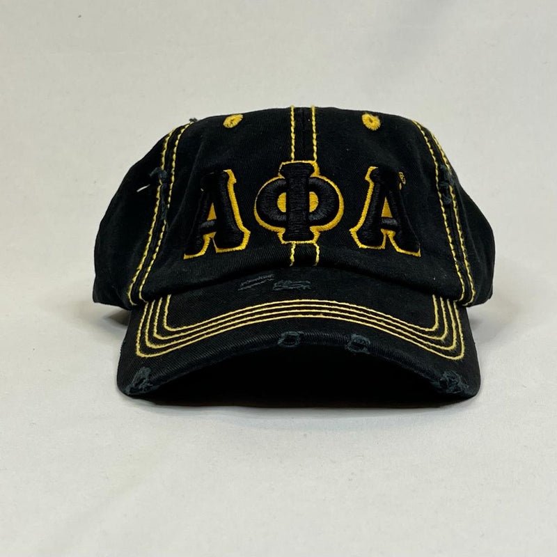 “AΦΑ” Black & Old Gold Stitch Hat