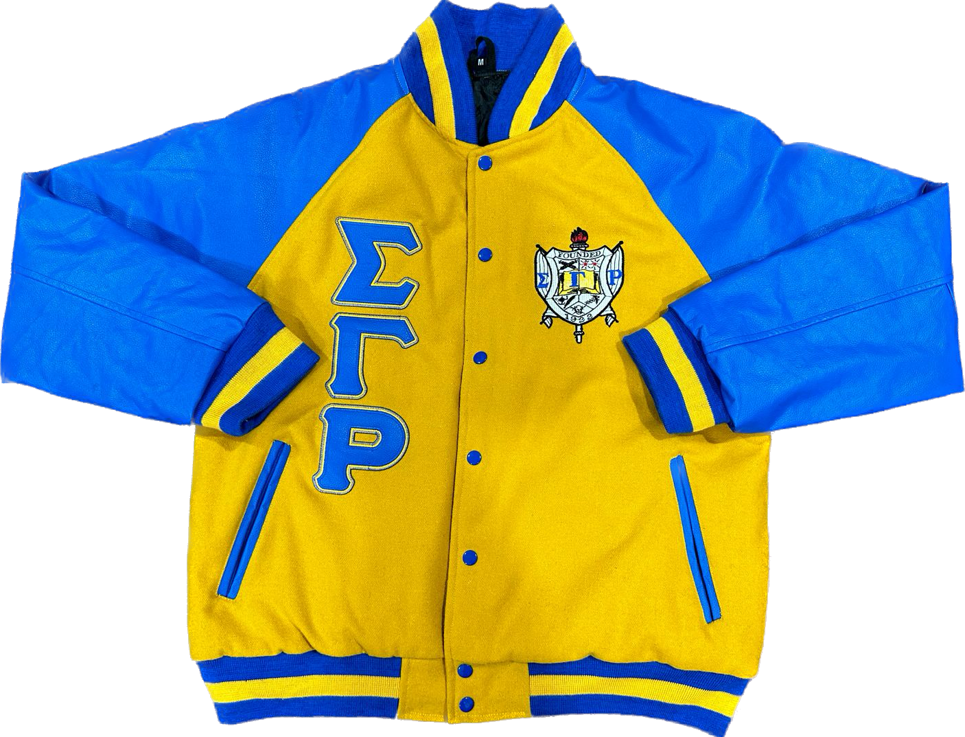 SGRho Gold Wool and Leather Letterman Jacket