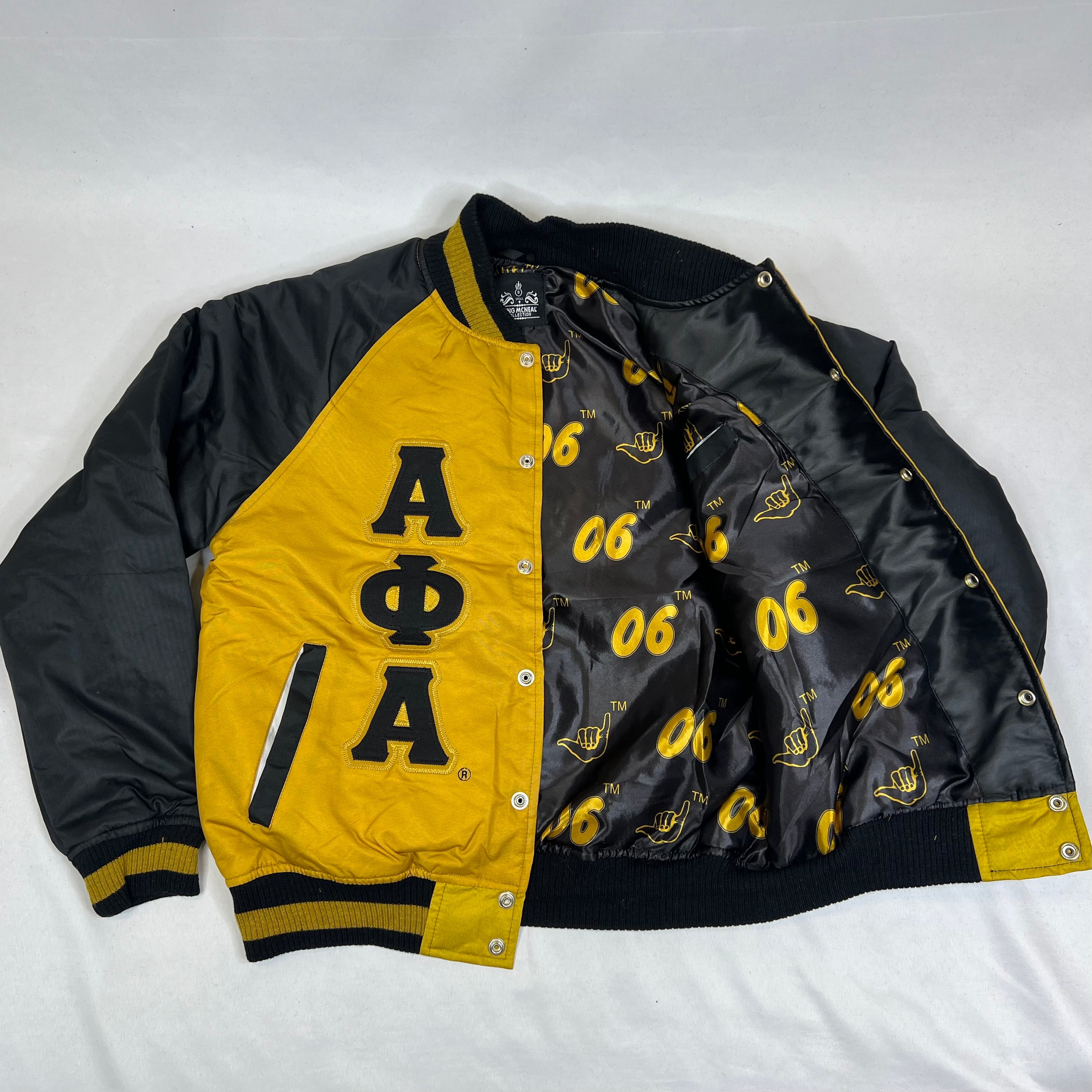 Alpha Old Gold Bomber Jacket Custom Lining