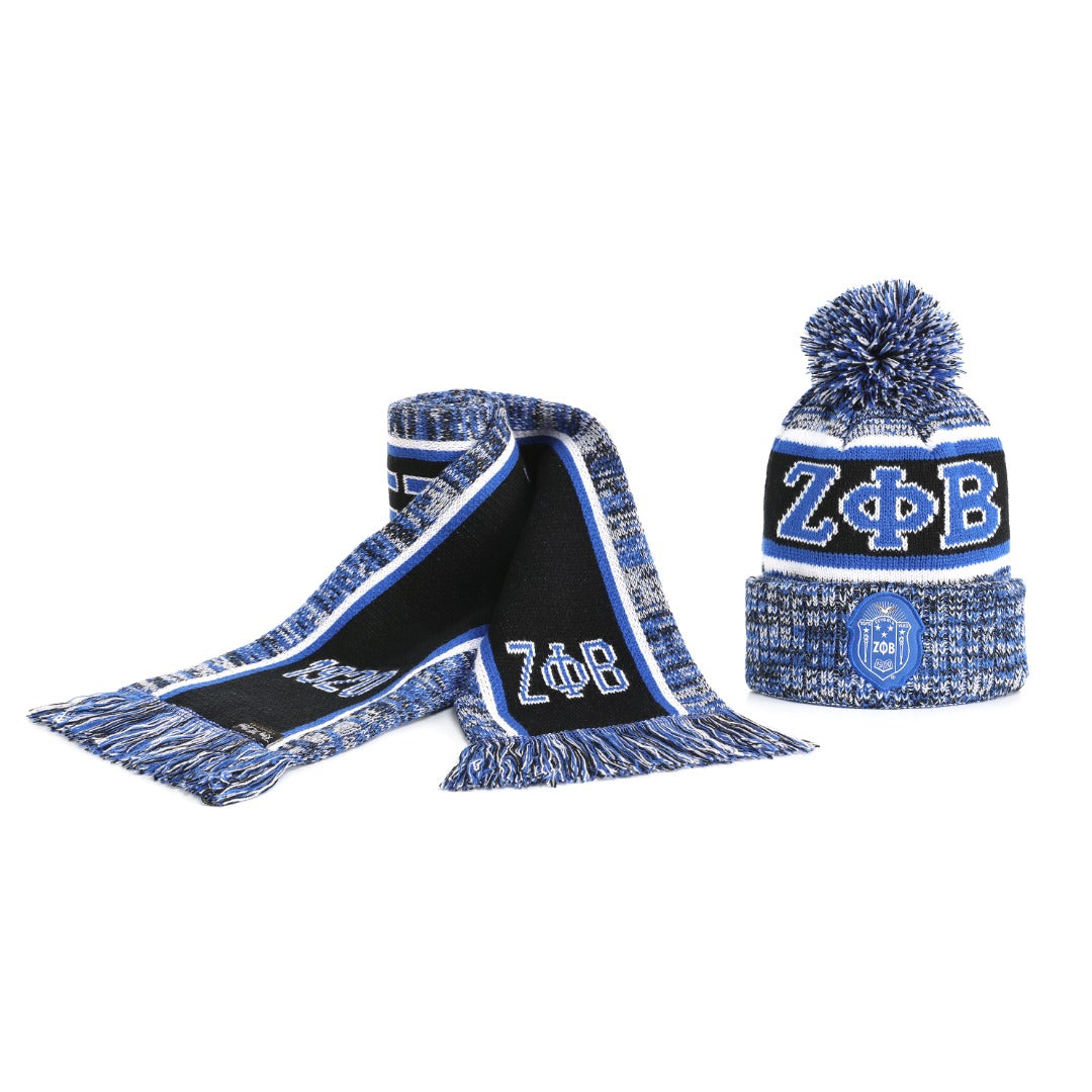 Zeta Black Scarf and Hat Set