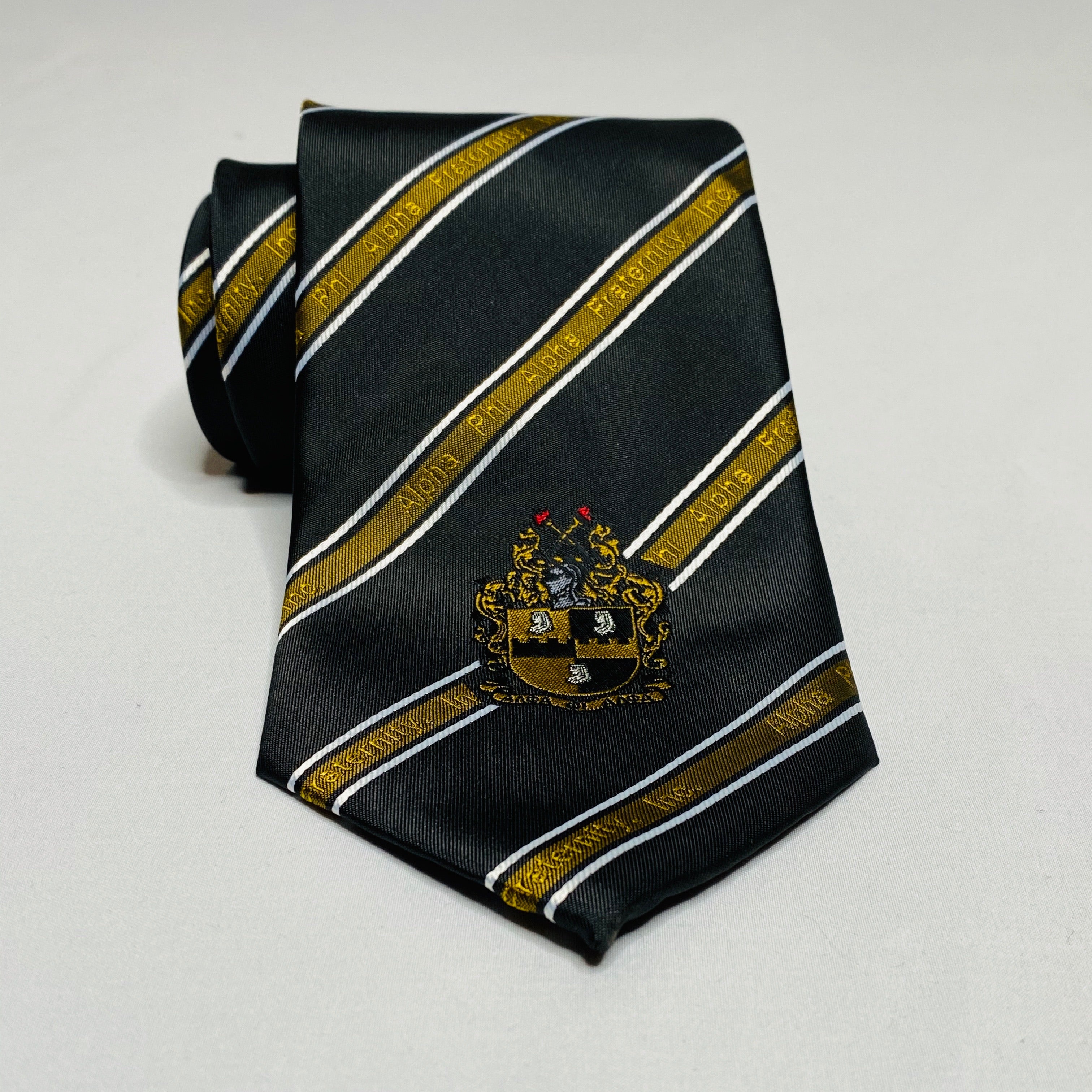 Black and Old Gold Alpha Monogram Tie