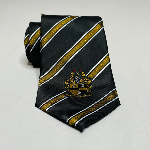 Black and Old Gold Alpha Monogram Tie