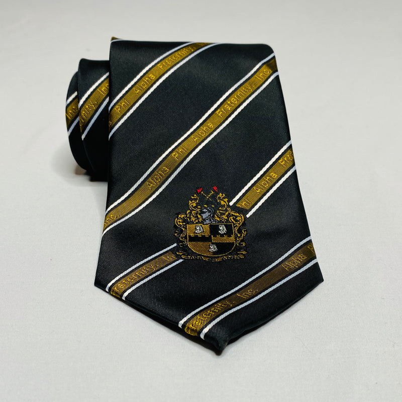 Black and Old Gold Alpha Monogram Tie