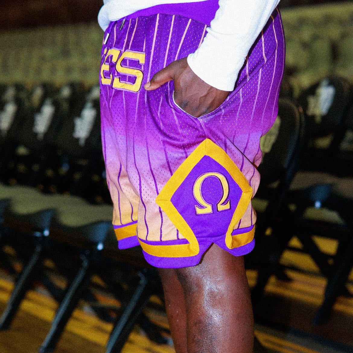 Omega Faded Pinstripe Heavy Mesh Basketball Shorts