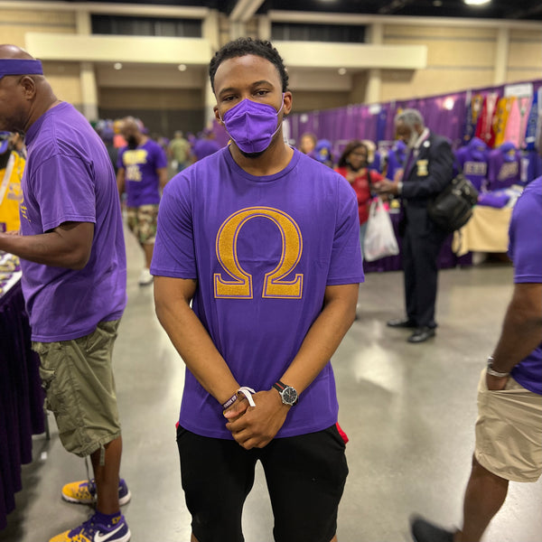 Omega Premium Purple Chenille Letter T-shirt