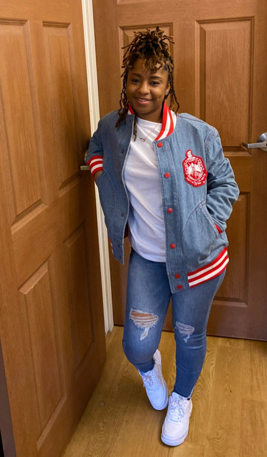 Delta Denim Bomber Jacket Read Description
