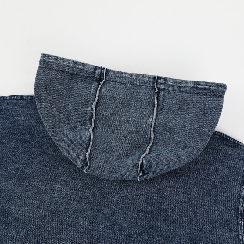 AKA Chenille Dark Washed Full Zip Denim Hoodie