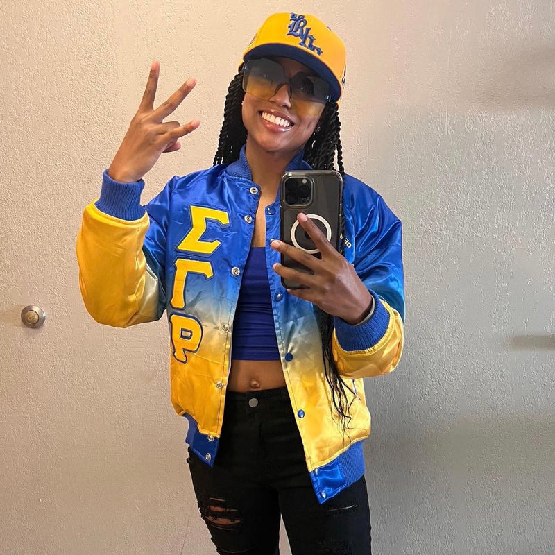 Sigma Gamma Rho Ombré Bomber Jacket