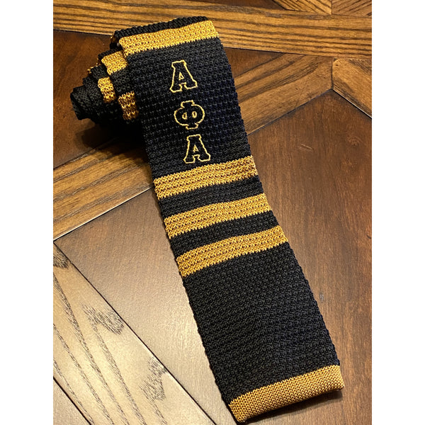 Black and Old Gold Alpha Knit Tie