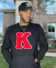 Chenille Kappa “K” Black Pocket Crewneck