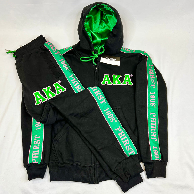 AKA Black Tapered Sweatsuit Jacket (Unisex Size)