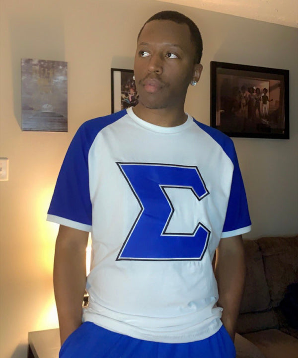 White & Blu Sigma Raglan Premium Shirt