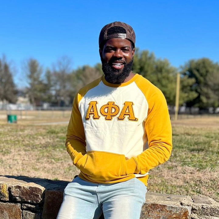 Alpha Neutral/Gold Chenille Pocket Crewneck