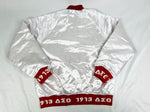 Delta White Satin Bomber Jacket Custom Ribbon And Lining