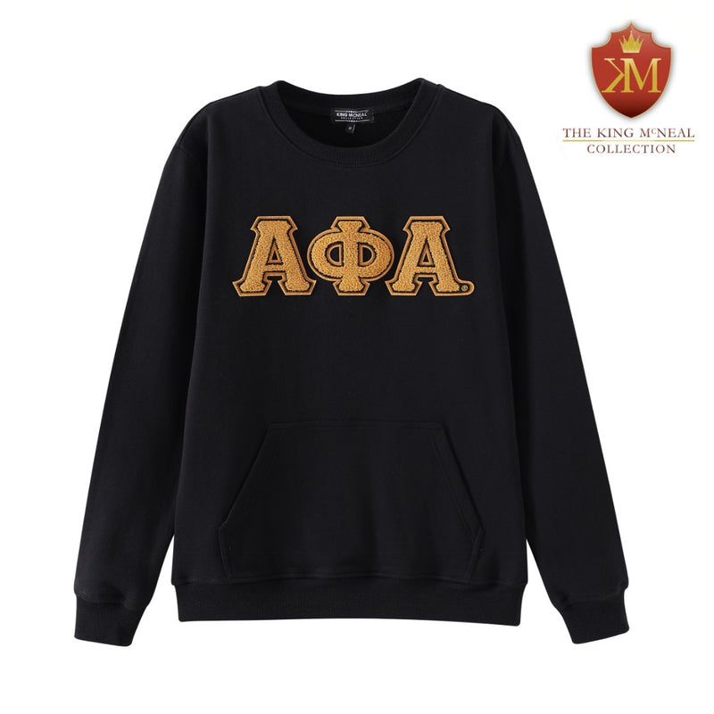 Alpha Black Pocket Chenille Crewneck