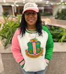 AKA Crest White Opp Sleeve Chenille Crewneck (Unisex Size)