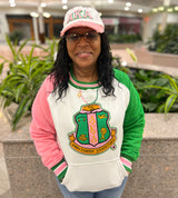 AKA Crest White Opp Sleeve Chenille Crewneck (Unisex Size)