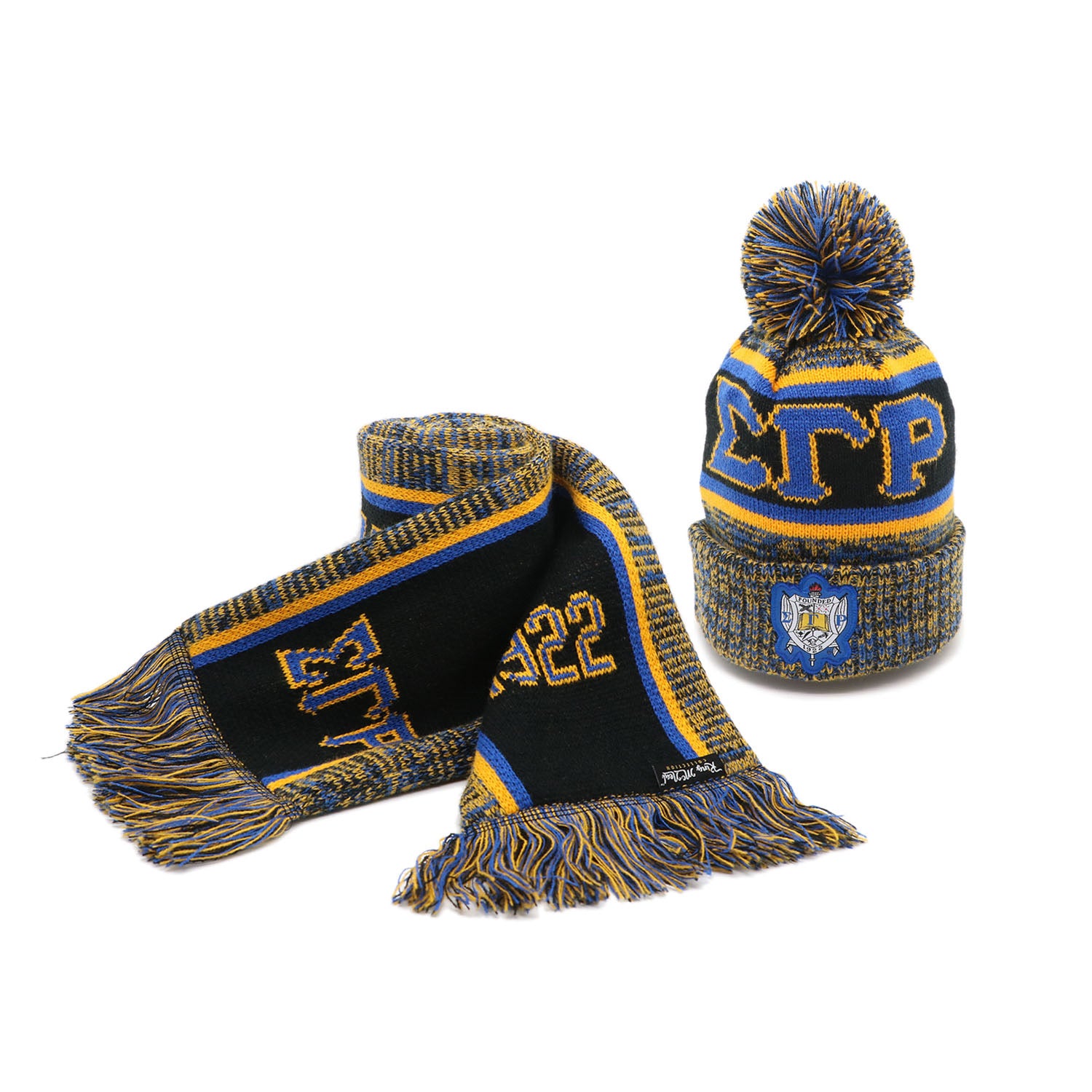 SGRho Black Scarf and Hat Set