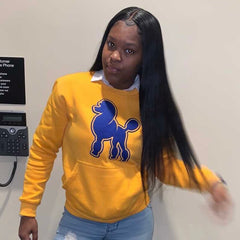 Poodle Gold Chenille Pocket Crewneck