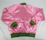 AKA Pink Satin Bomber Jacket Custom Ribbon And Lining