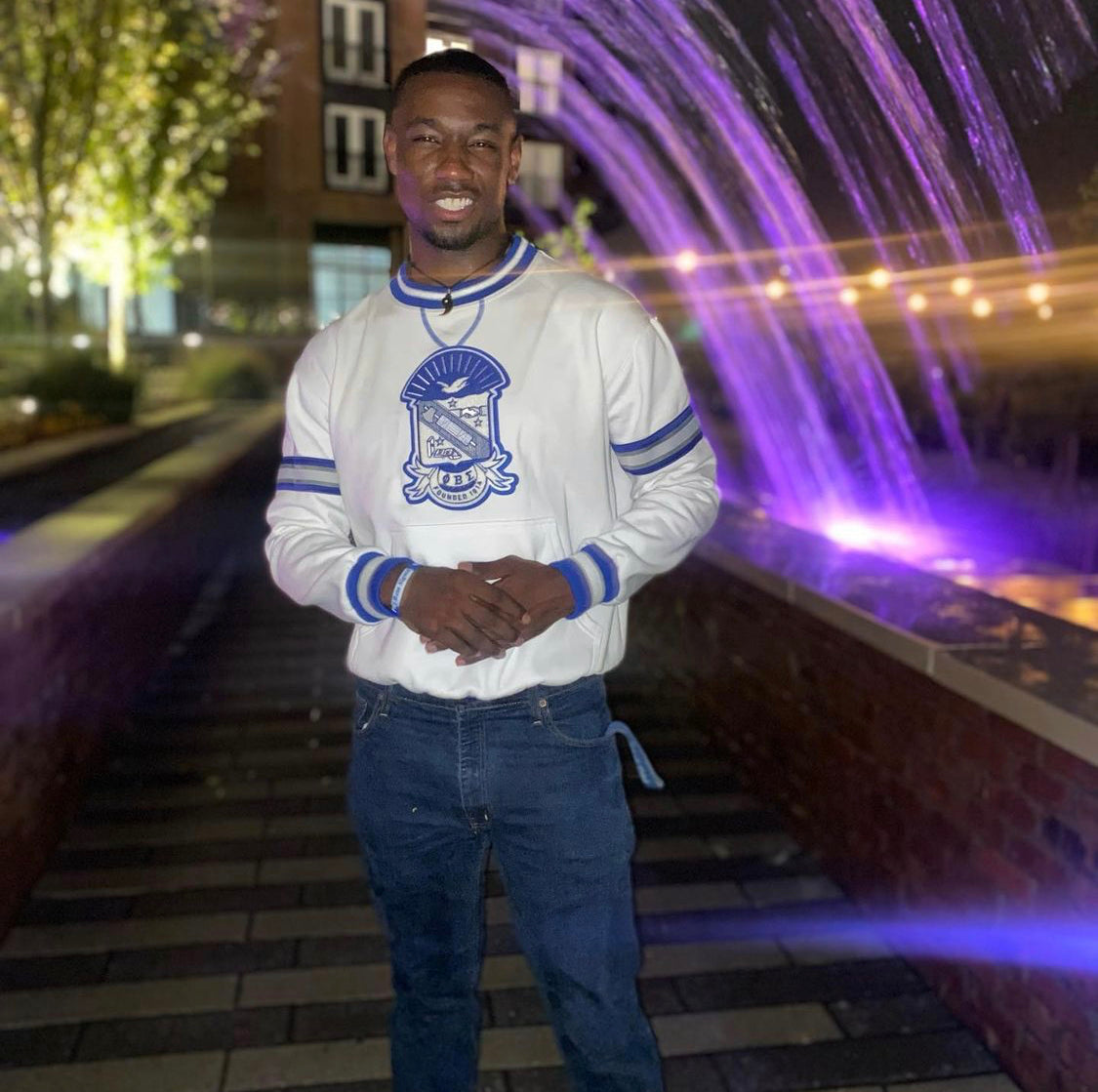 Phi Beta Sigma White Crest Chenille Crewneck