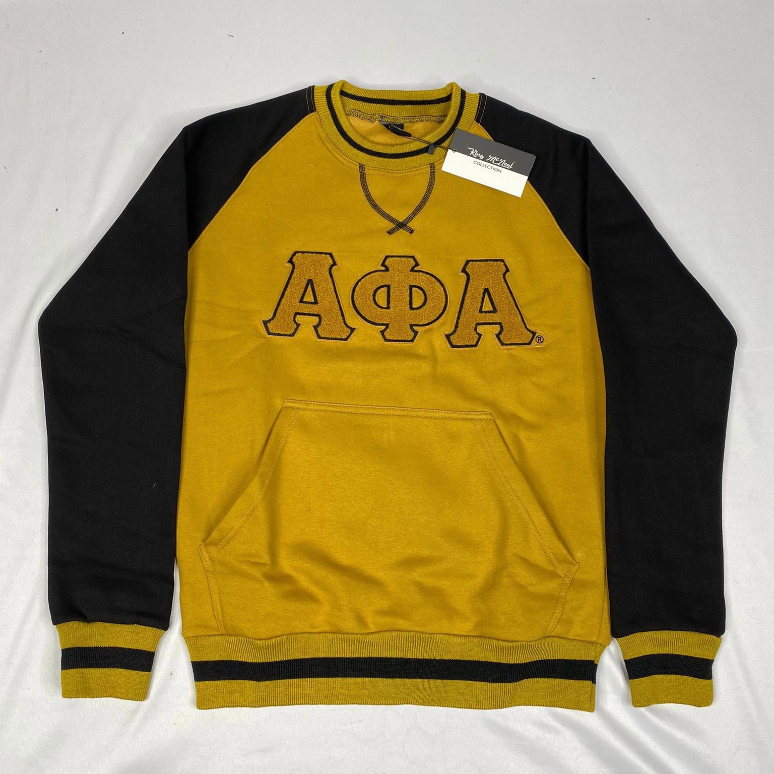 Alpha Black Gold Chenille Crewneck
