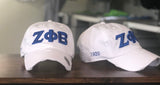 White Zeta Phi Beta Distressed Hat
