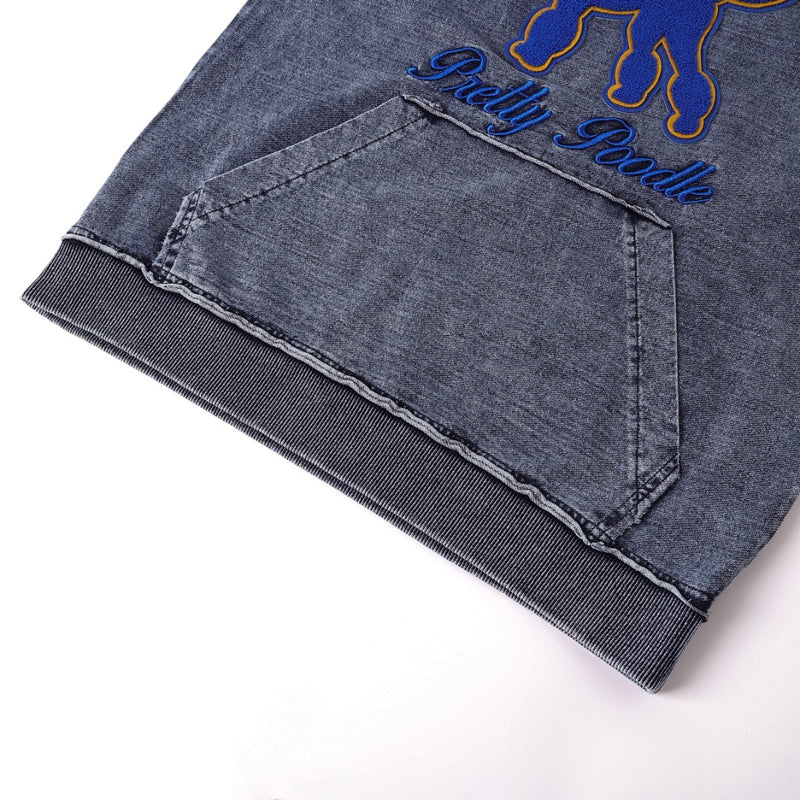 SGRho Chenille Poodle Denim Pocket Crewneck