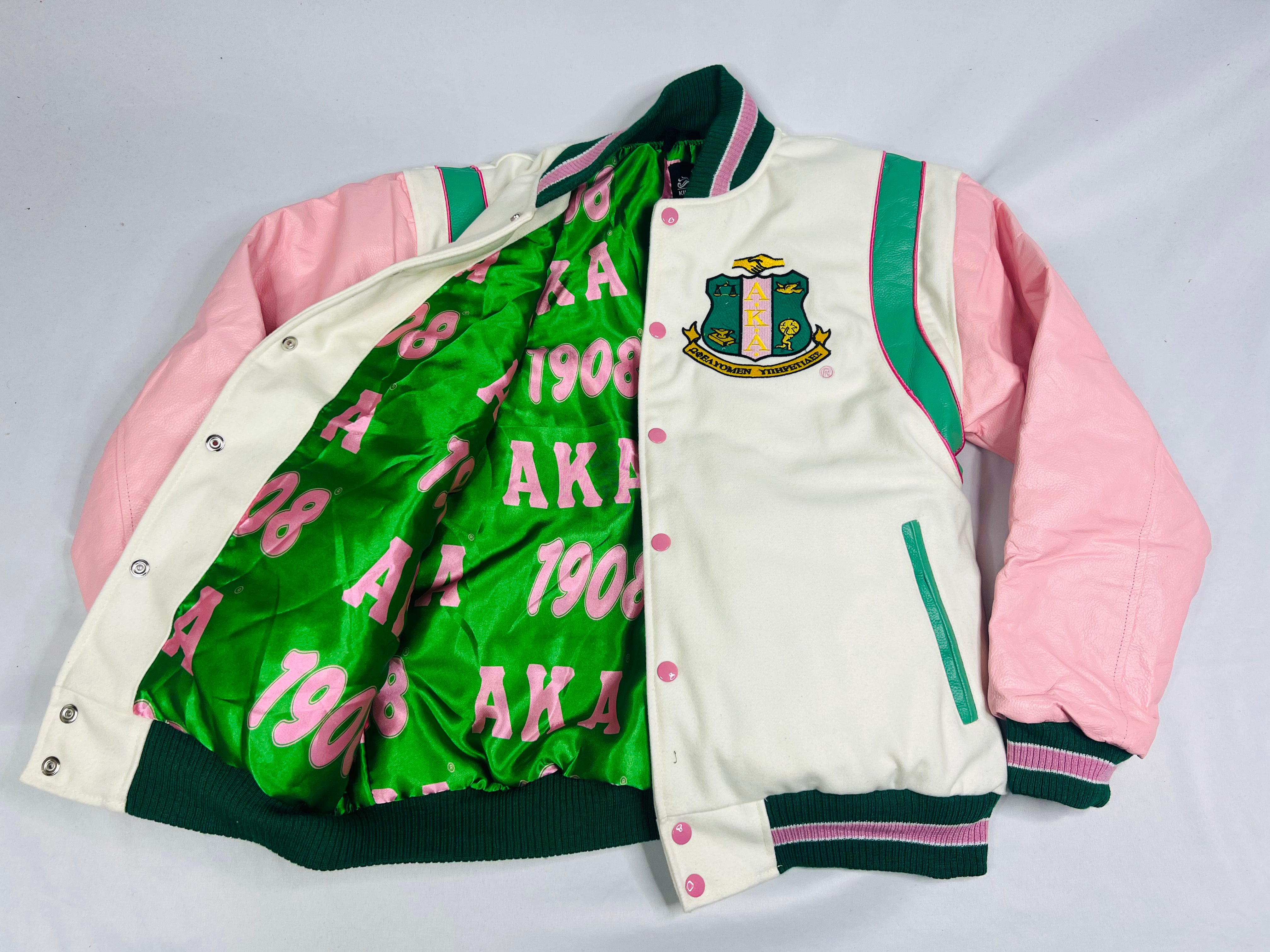 AKA Cream Wool and Leather Letterman Jacket