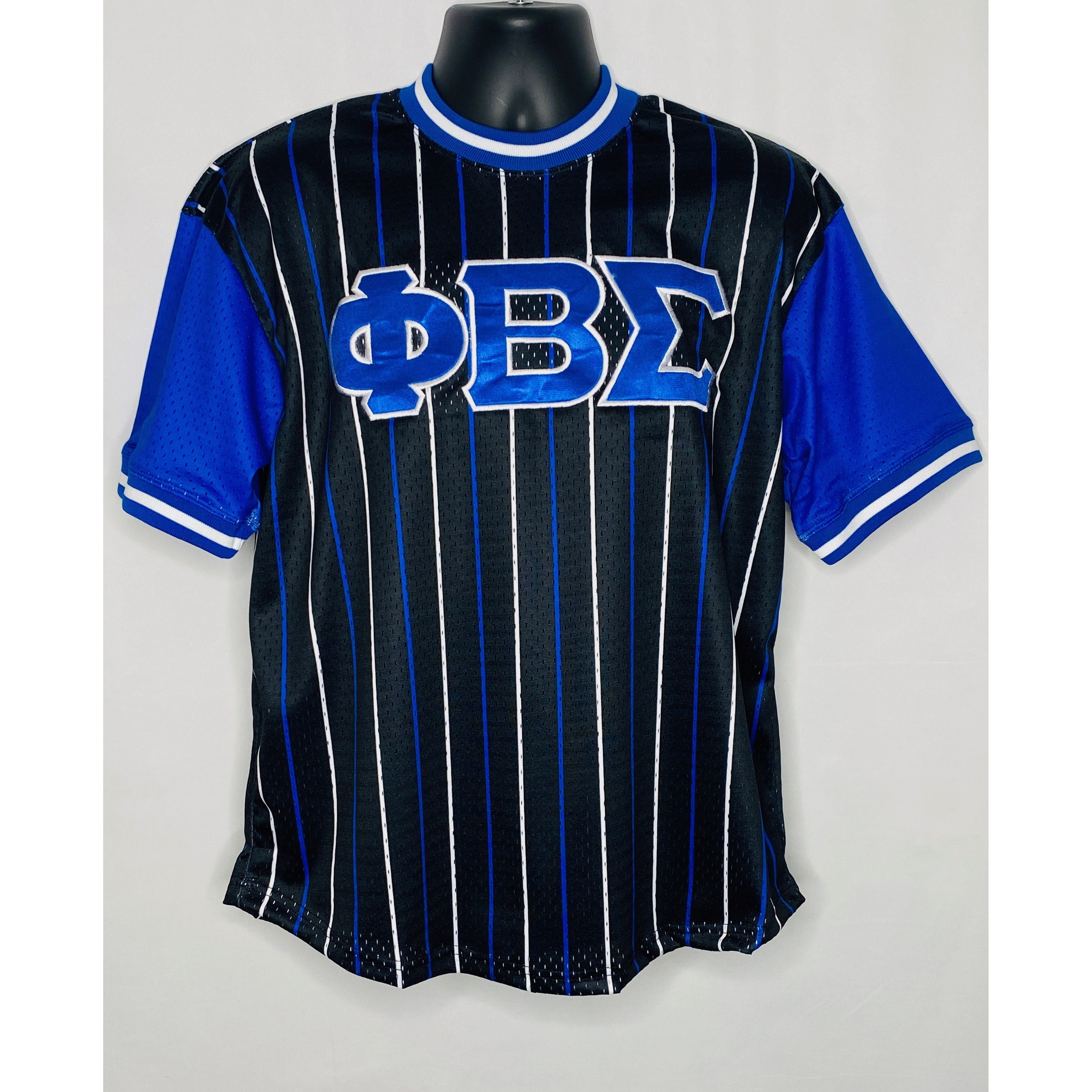 Black Phi Beta Sigma Pinstripe Baseball Jersey