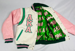 AKA Cream Wool and Leather Letterman Jacket