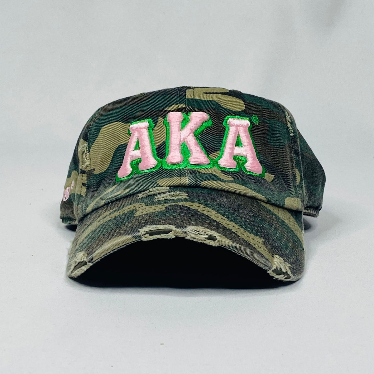 AKA Camo (Pink Letters) Hat