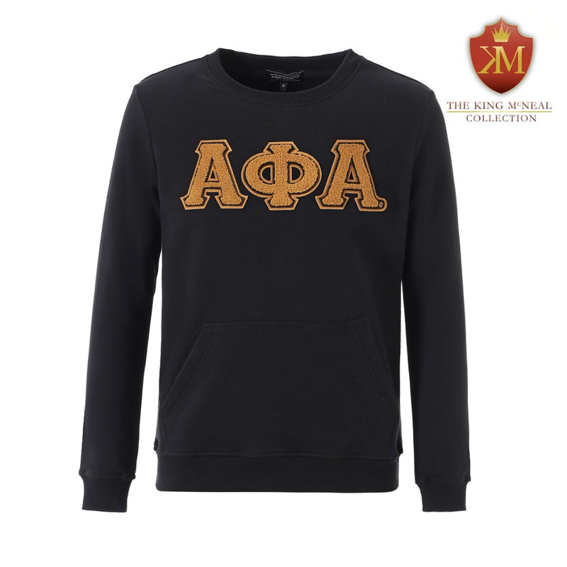 Alpha Black Pocket Chenille Crewneck