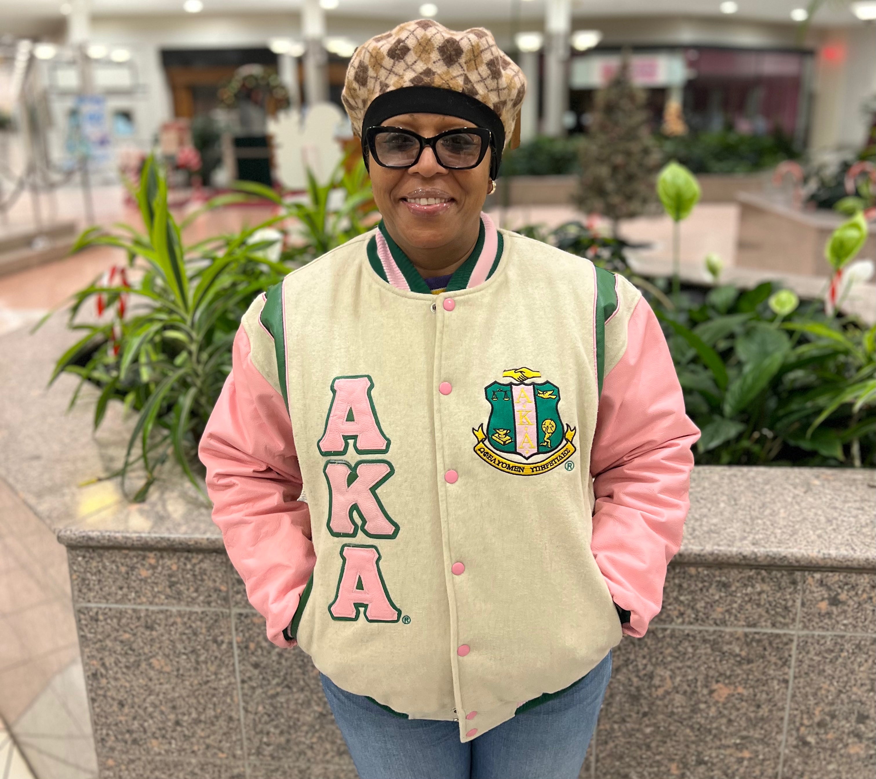 AKA Cream Wool and Leather Letterman Jacket
