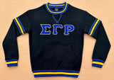 SGRho Black Chenille Pocket Crewneck