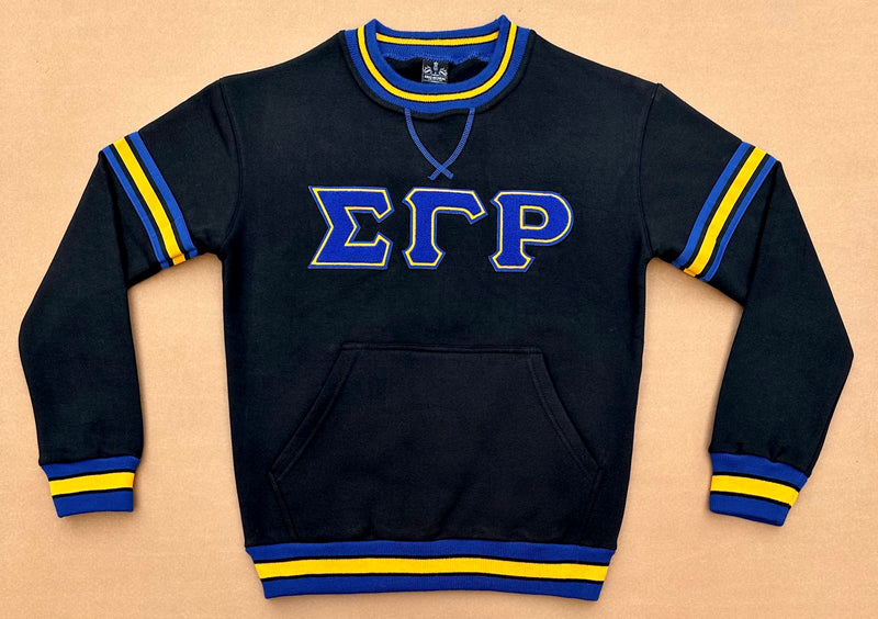 SGRho Black Chenille Pocket Crewneck
