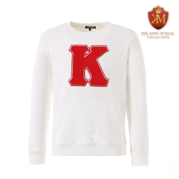 Chenille Kappa “K” White Pocket Crewneck