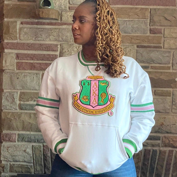AKA White Stripe Chenille Crewneck (Unisex Size)