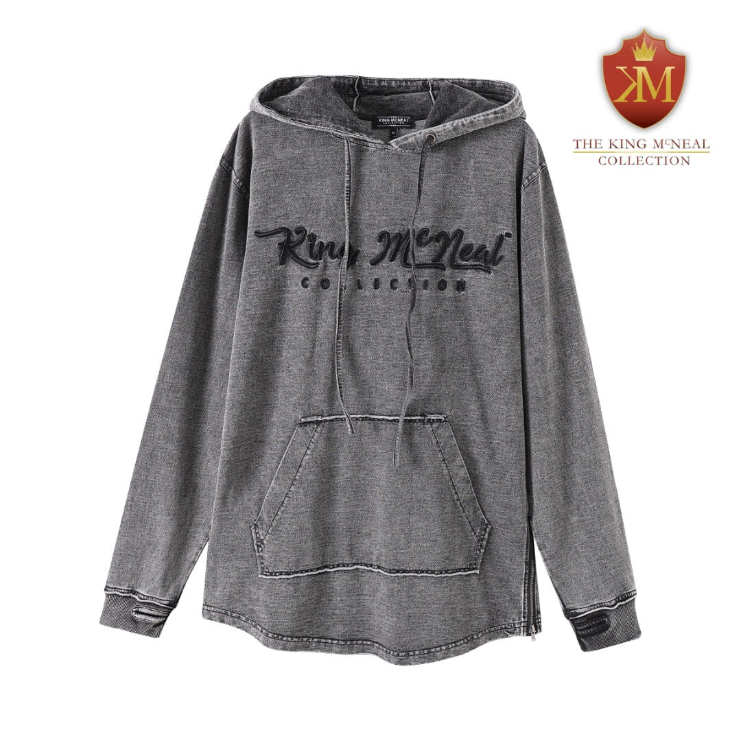 King McNeal Elongated Black Denim Hoodie