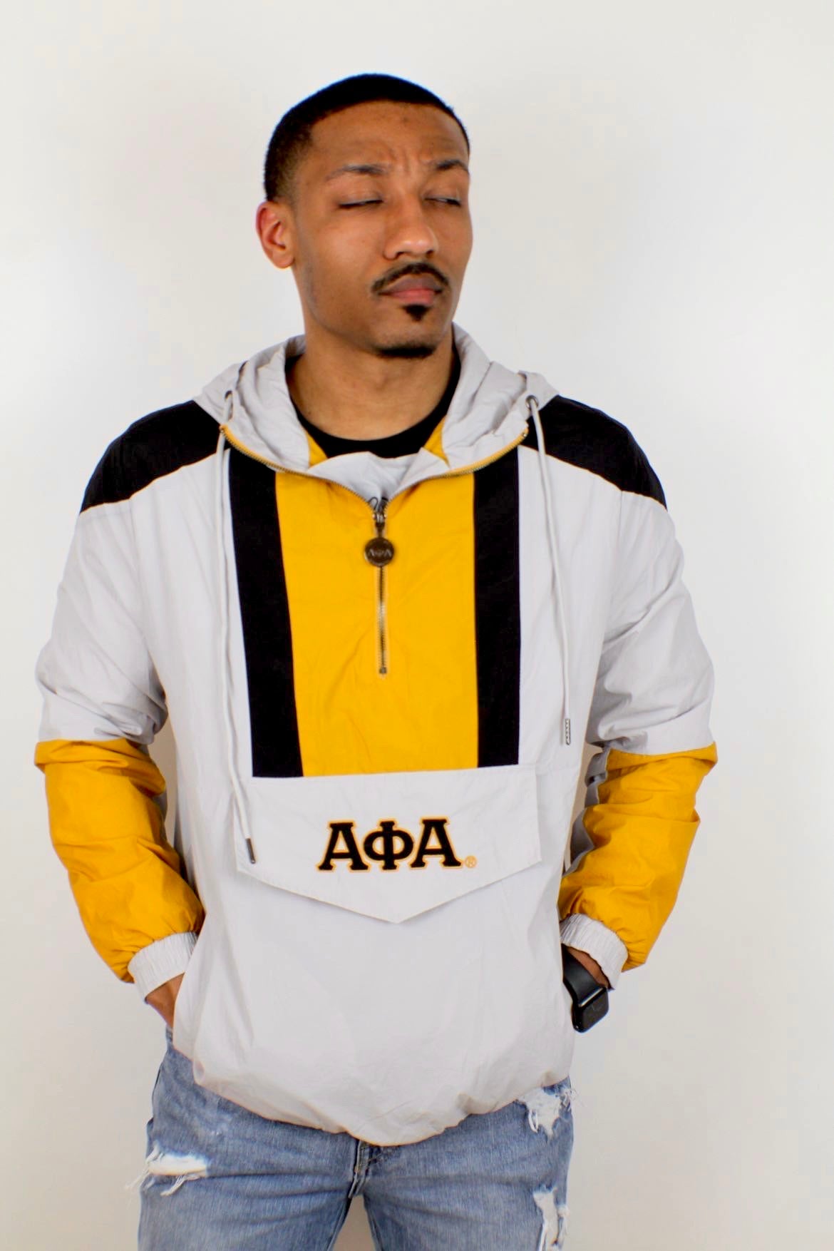 Alpha Grey Half Zip Windbreaker Jacket